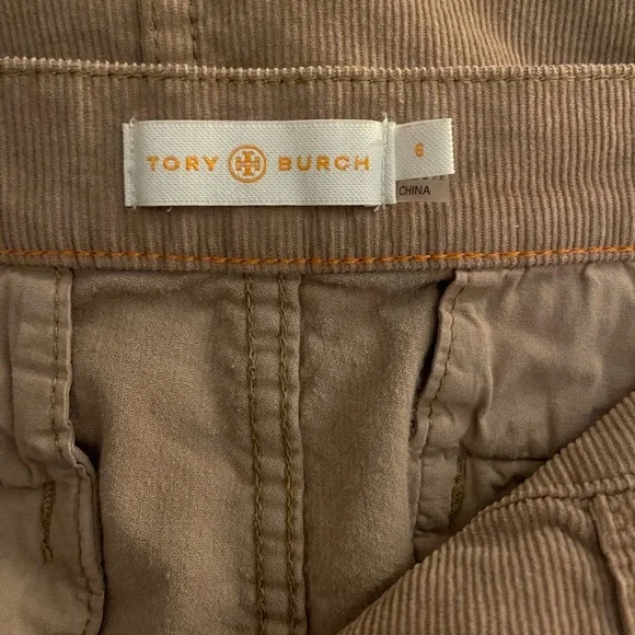 Tory Burch Lucitano Corduroy Snap Front Mini Skirt Tan Beach Wood Size 6 - Picture 4 of 6